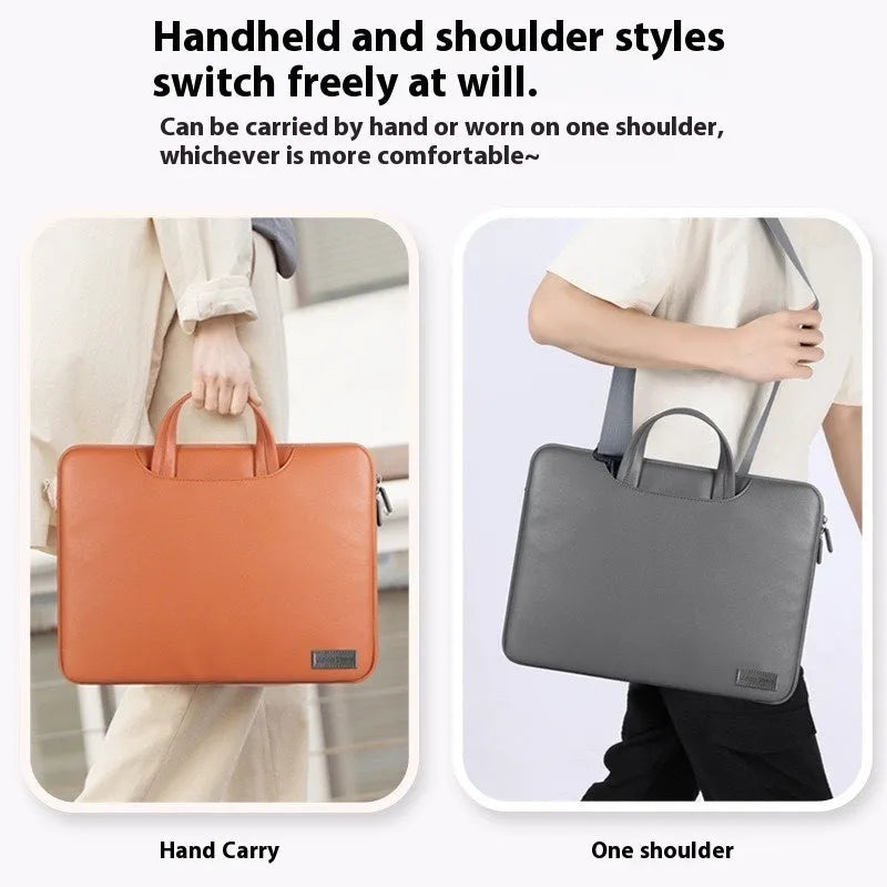 PU leather laptop bag with included power pack in black, brown, pink, or dark grey colour options