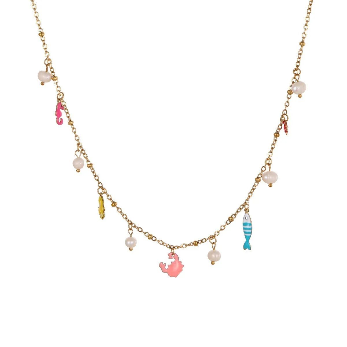 Stainless steel necklace with geometric pendant and alloy bracelet set, 18K electroplated, fashion OL style