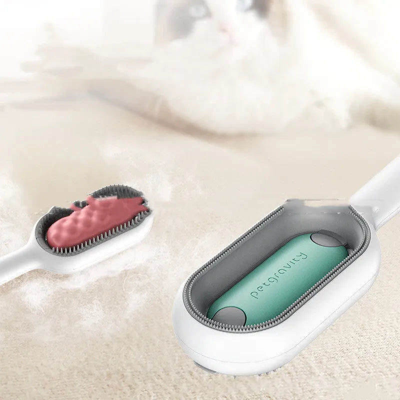Green plastic pet grooming comb with disposable wipes for cats and dogs.