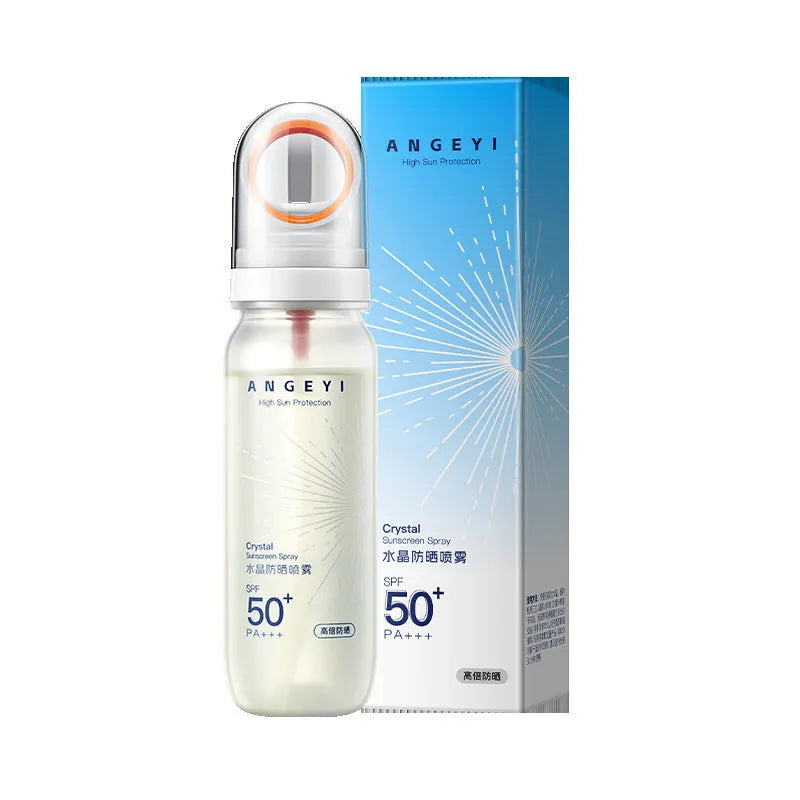 Military training SPF50 crystal sunscreen spray bottle 90ml with spray mechanism