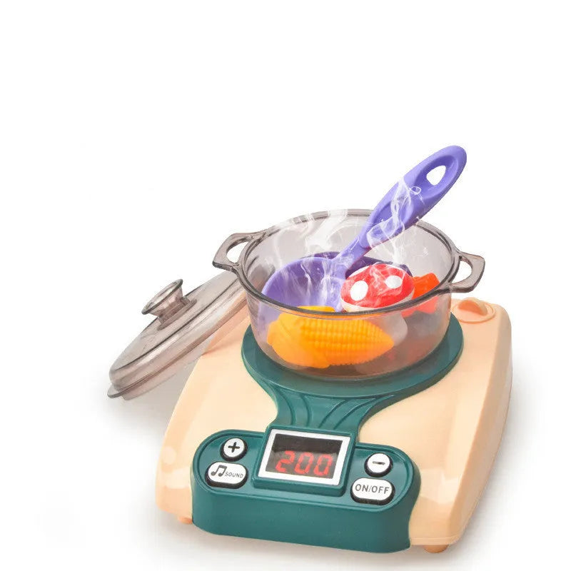 Plastic simulation kitchen play house toy styled as an induction cooker for infant role play.