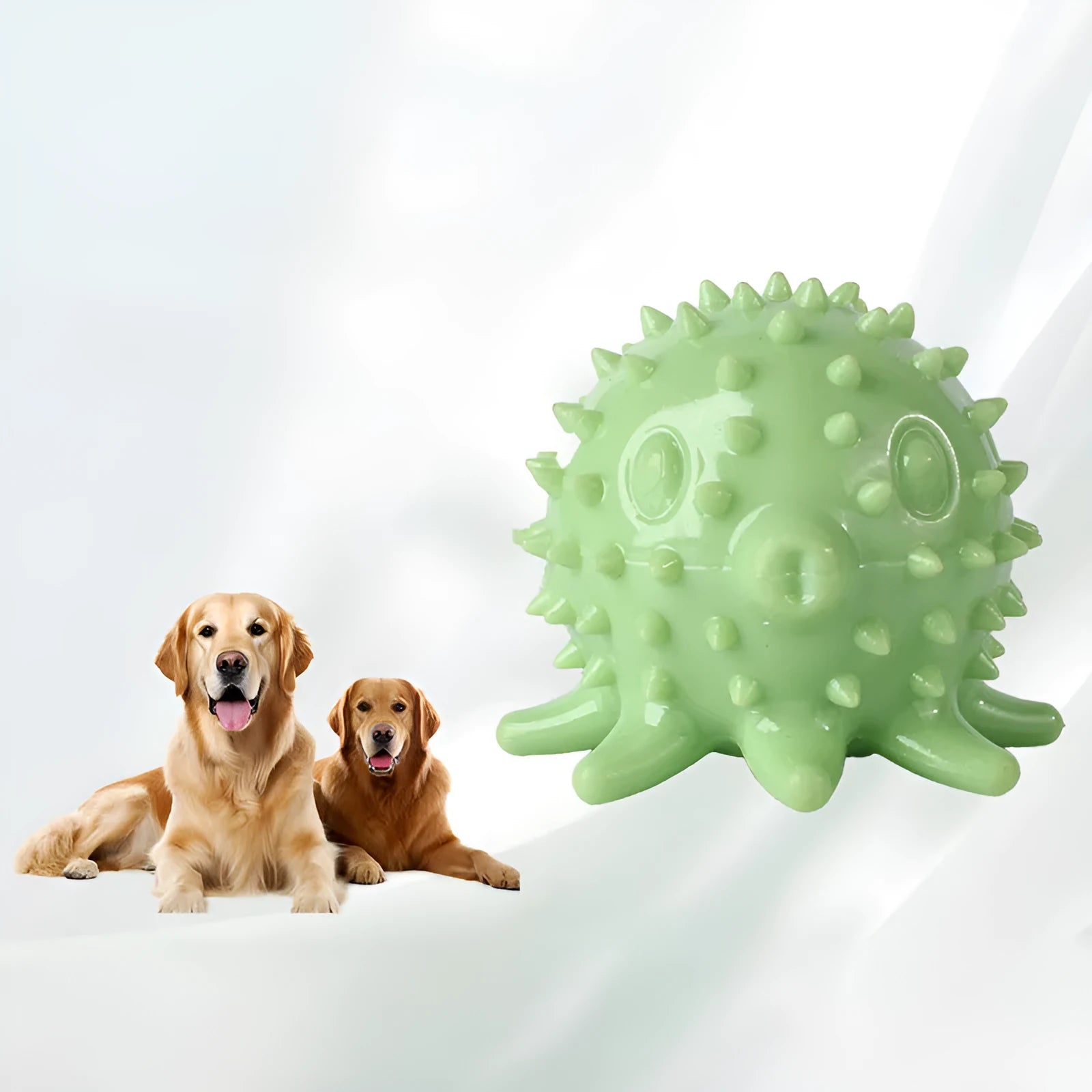 Eight-clawed octopus dog toy with TPR molar teeth in blue, green, and orange