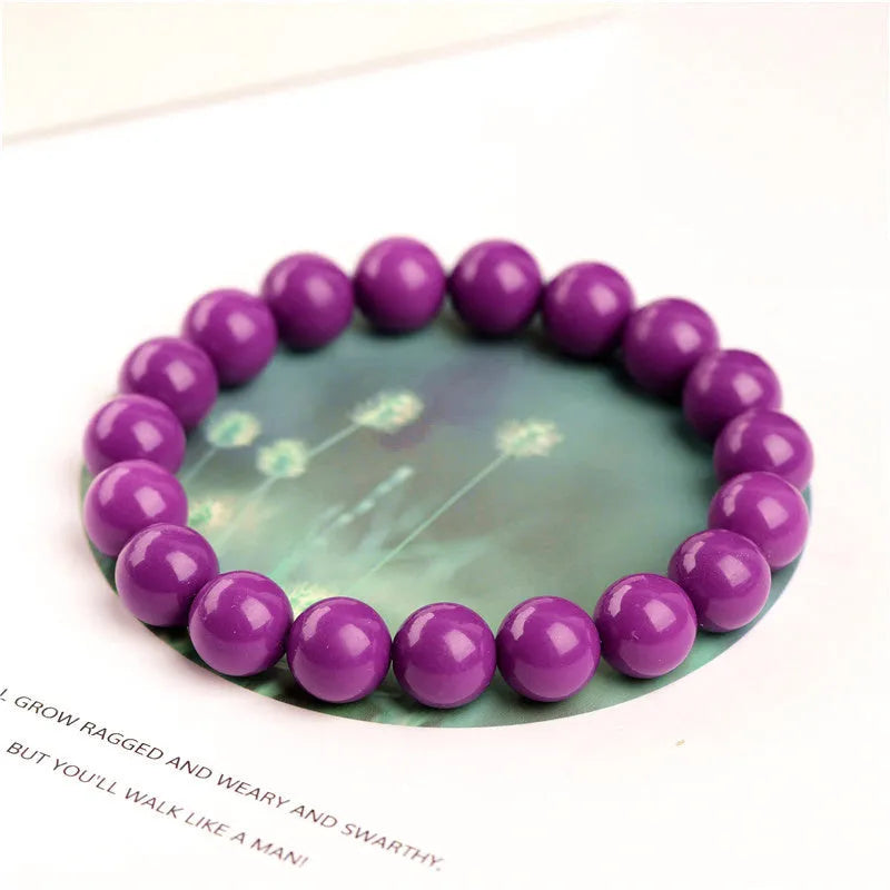 Jiuya Crystal Purple Mica unisex bracelet in single circle design with polished beads.
