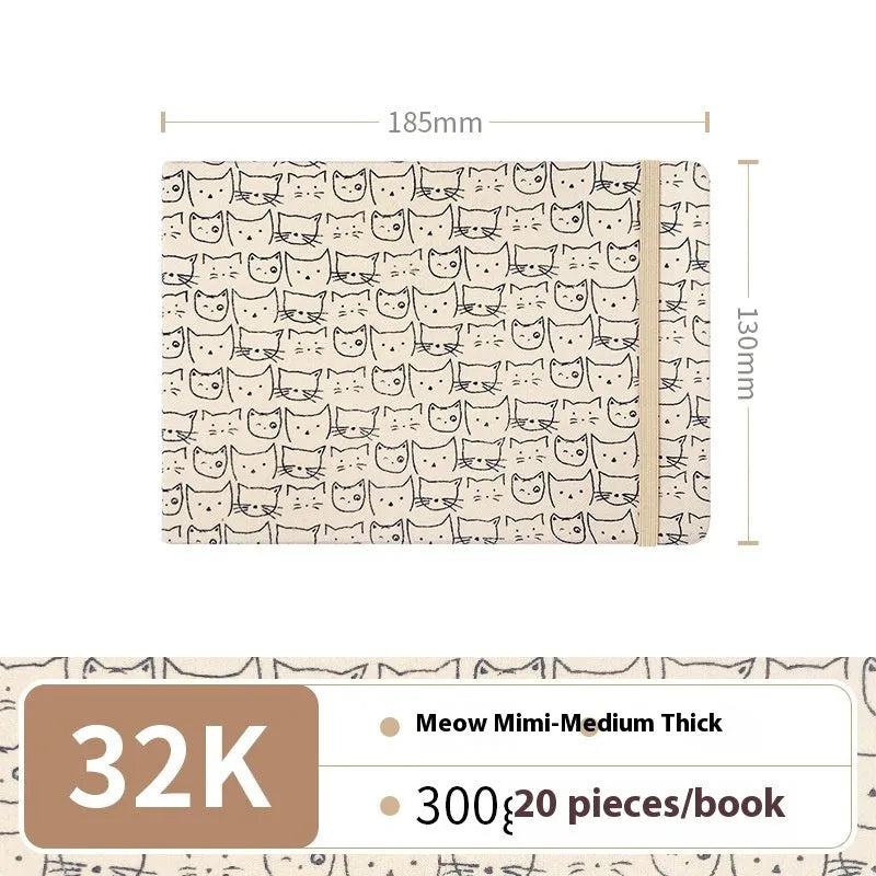 Feiluniao handmade fabric watercolour sketchbook with decorative cover, 185mm long.