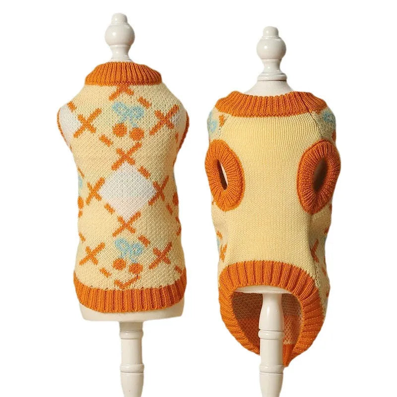 Orange cherry coloured cat sweater for autumn and winter wear