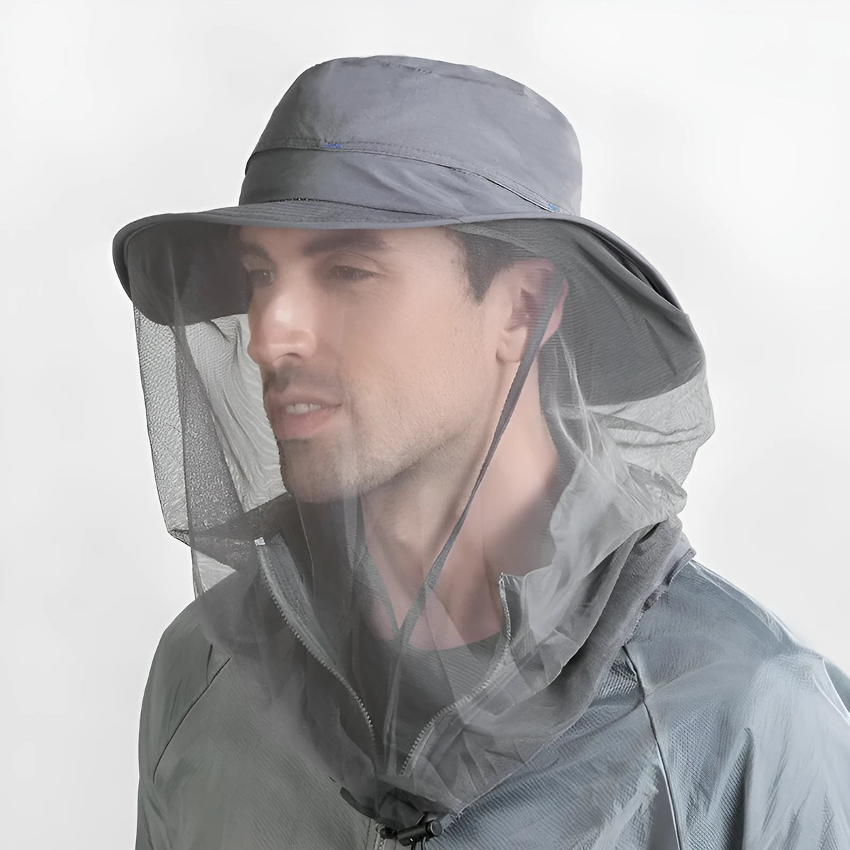 Wide brim nylon flat top sun hat in size L 58-60cm, shown as an outdoor cap with sun protection functions
