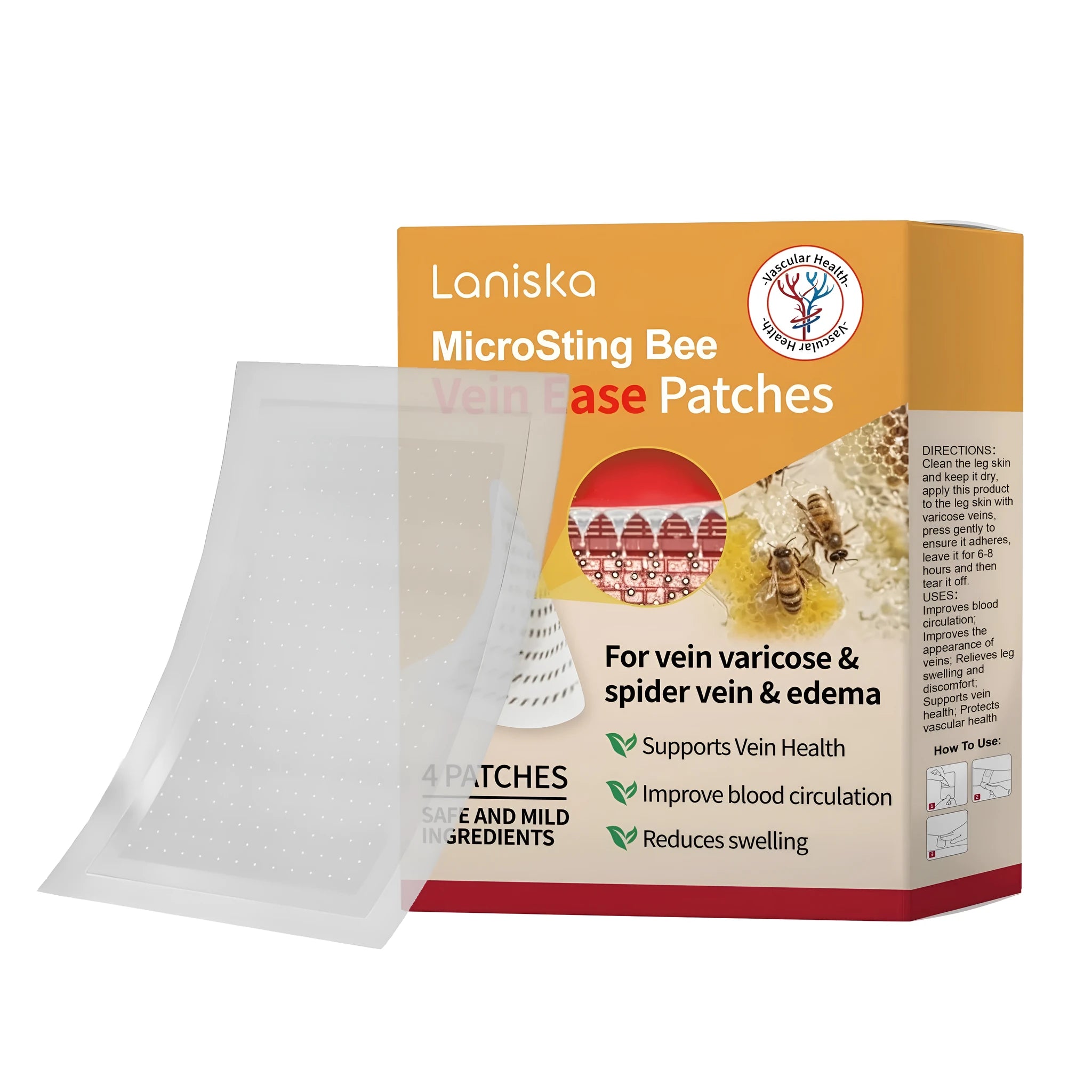Four varicose vein microneedle patches containing ginger and panthenol active ingredients