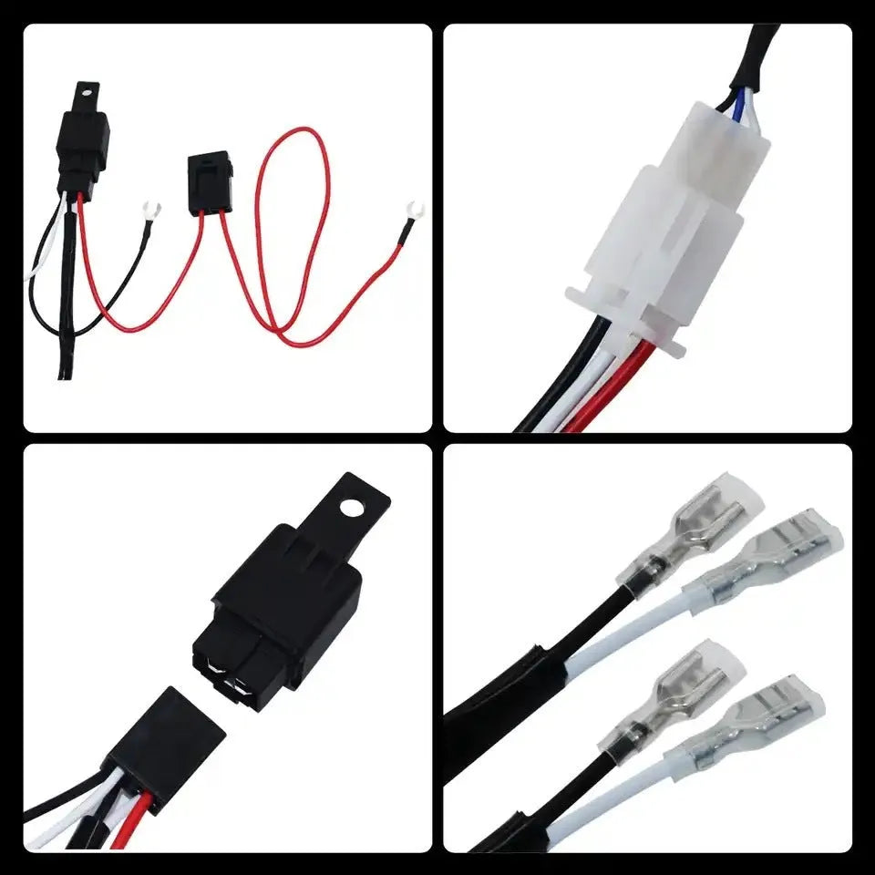 Automotive wiring harness for LED work lights with silicone cable and dual connections