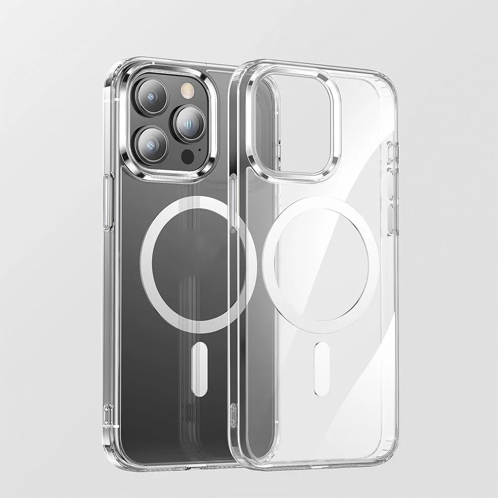 Two-in-one transparent magnetic phone case for iPhone, TPU PC construction shockproof drop-resistant