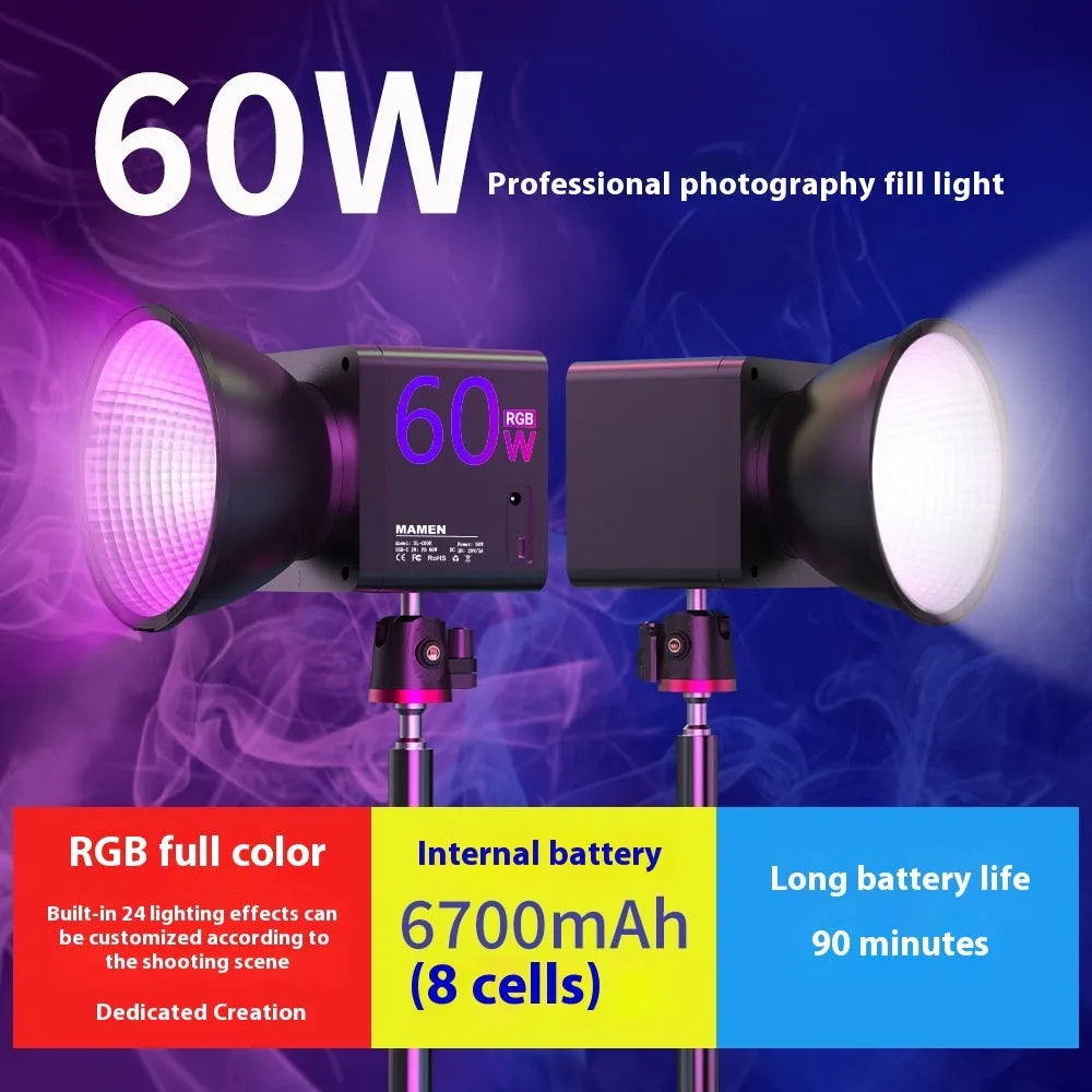 Mobile outdoor live photography handheld fill light with built-in battery, 105x95mm, LED photo lamp
