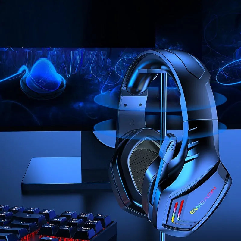 Black RGB wireless Bluetooth headphones with noise reduction and over-ear design