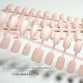 Set of frosted velvet false nails with Cat's Eye Aurora shine on a short ladder shape.