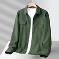 Men's casual loose long sleeve cotton shirt in solid colour, quick-dry fabric, available in multiple sizes