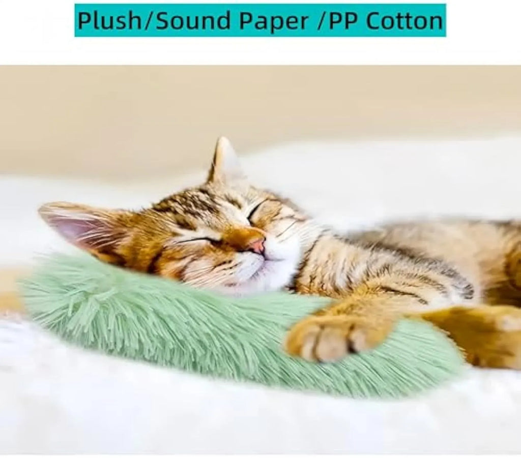 Interactive plush cat toys with catnip and crinkle sound in multiple colours for indoor cats