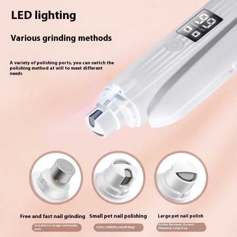 HZ8 White electric dog nail clipper with rechargeable battery and ABS plastic body