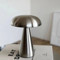 Mushroom-shaped ambient light, European-style rechargeable table lamp with touch control, 20-30cm tall, gold, rose gold, or silver.