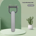 Green and grey dog detangling combs showing small and large size options with stainless steel pins on a PP handle.