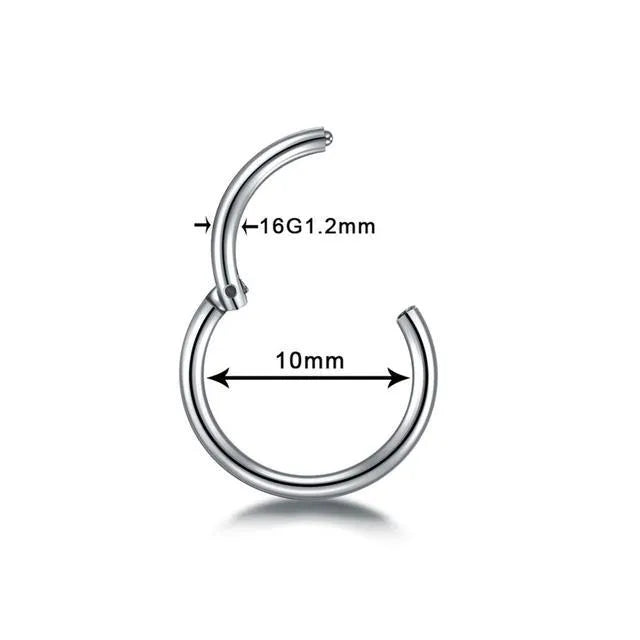 G23 titanium segment hinged clicker ring for septum nose piercing in rainbow colour finish