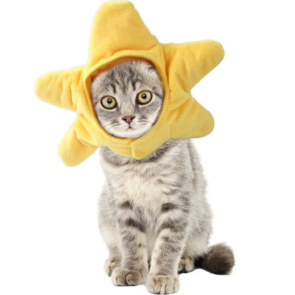 Sunflower cat headdress wig hat embroidered cloth pet costume accessory