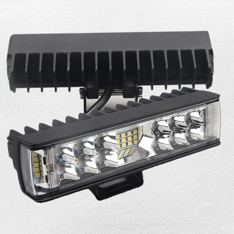 Black aluminium 7-inch 60W LED strip work light in a straight line shape.