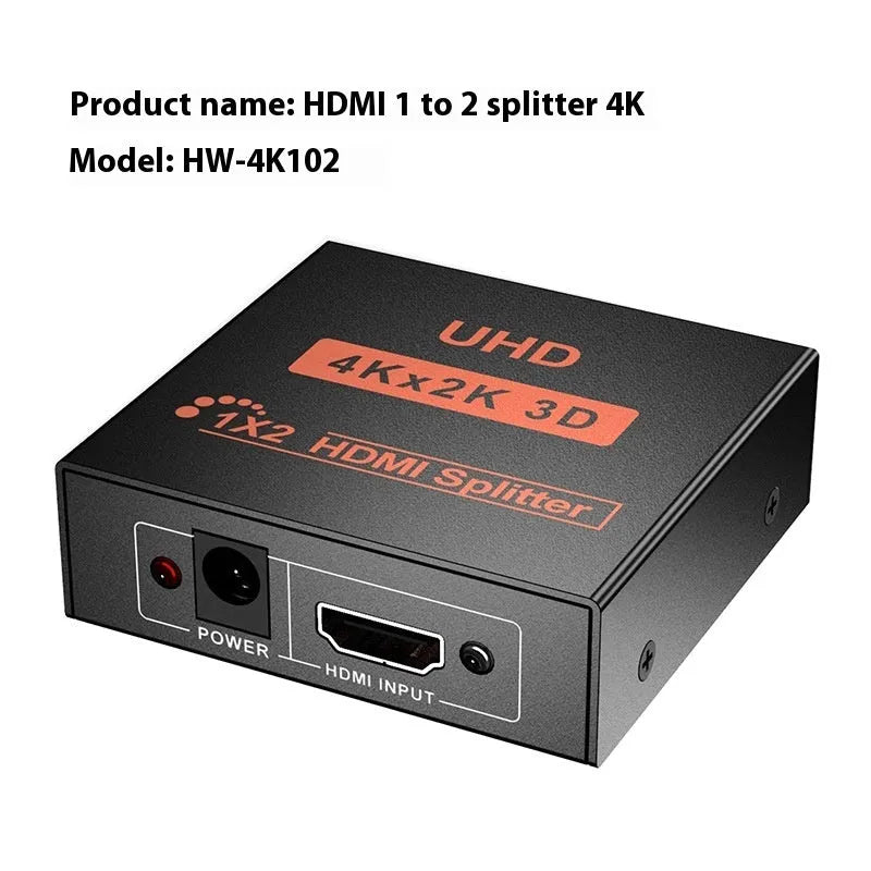 HDMI one-switch two-way frequency divider supporting 4K resolution with multiple interface options