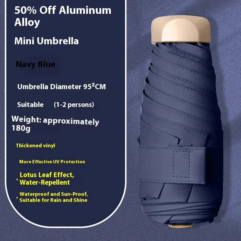 Five-fold manual umbrella with vinyl-laminated fabric in beige, black, blue, green, navy, pink, yellow or purple