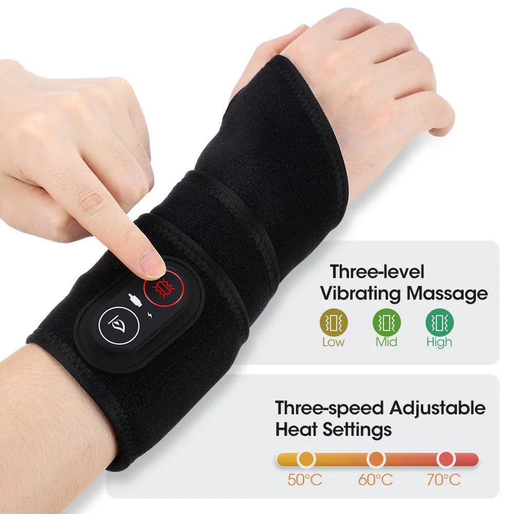 Black red light heat vibration massage wrist strap with 36 LED beads and cable