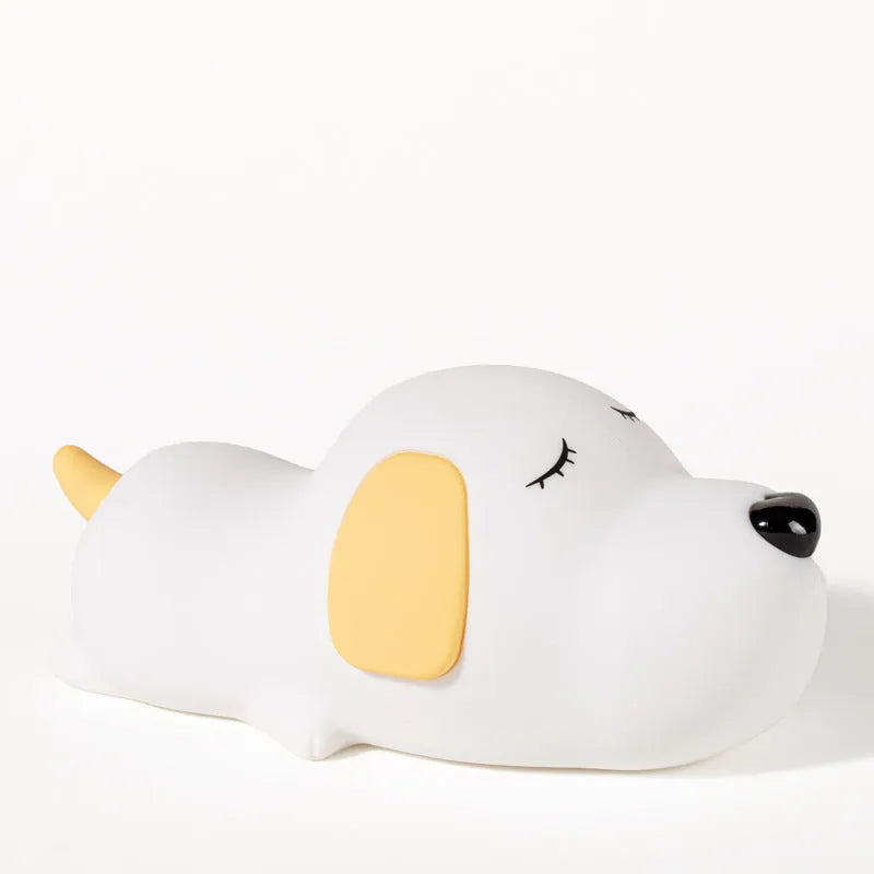 USB silicone cartoon dog night lamp with soft glow for bedroom lighting