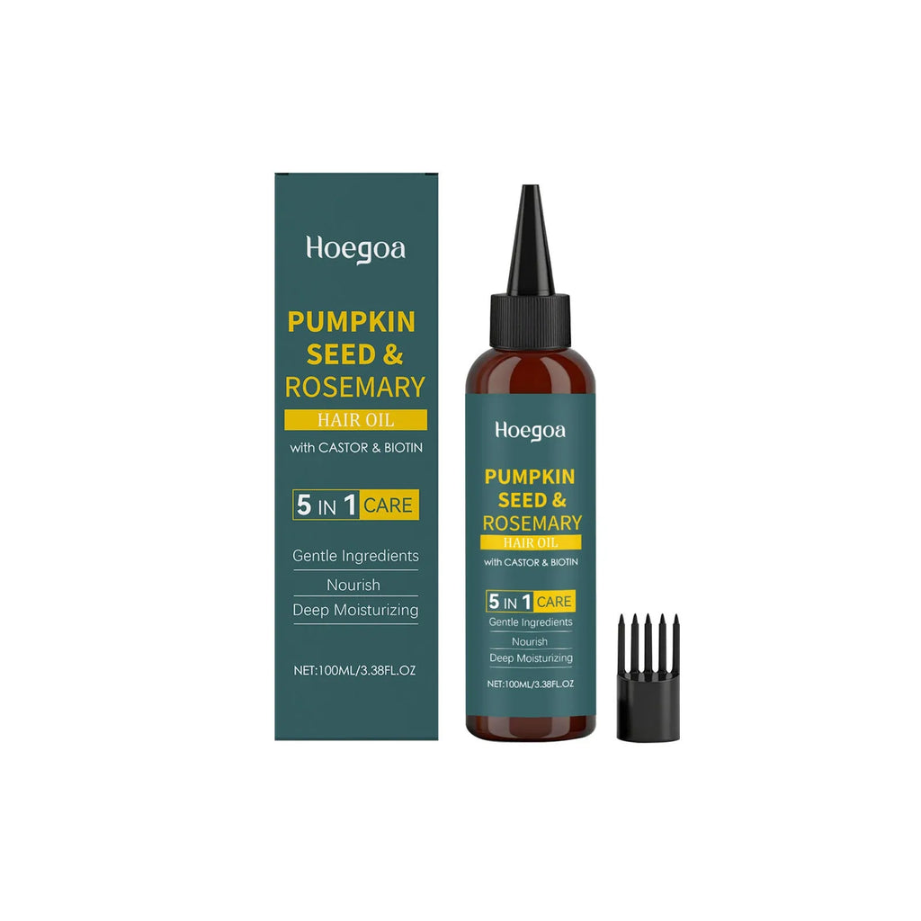 Rosemary hair care essential oil 100ml bottle with pointed applicator and hair comb