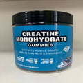 Bottle of raspberry flavoured creatine monohydrate gummy supplements with 120 count