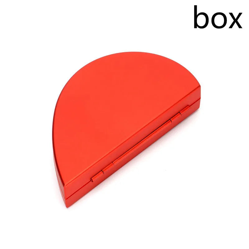 Red heart-shaped rotating ring box with 3D white rose decoration on top.