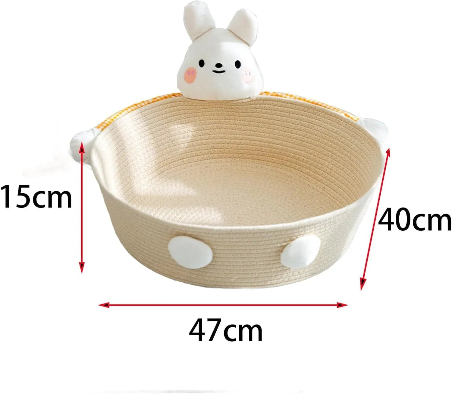 Woven cotton rope cat bed with scratching surface in basket design