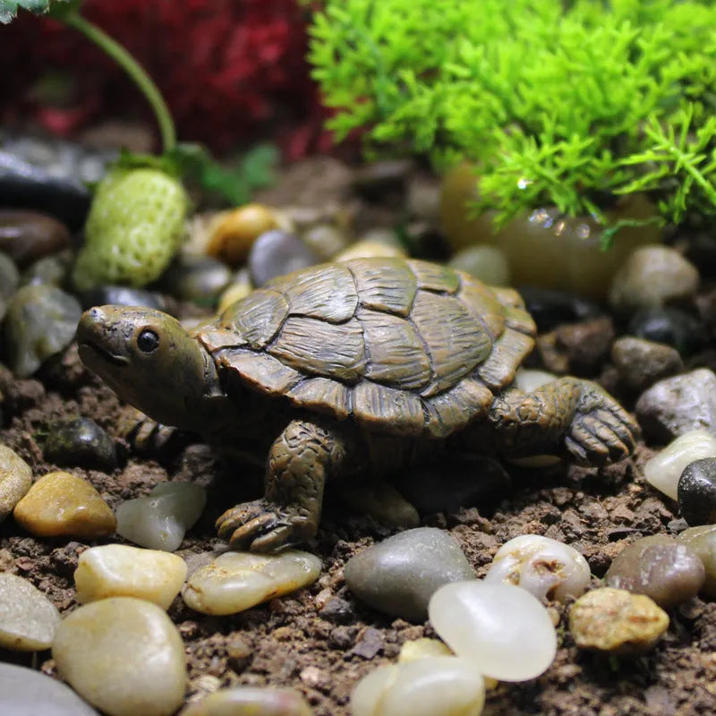 Resin turtle garden ornament with realistic details for miniature landscapes