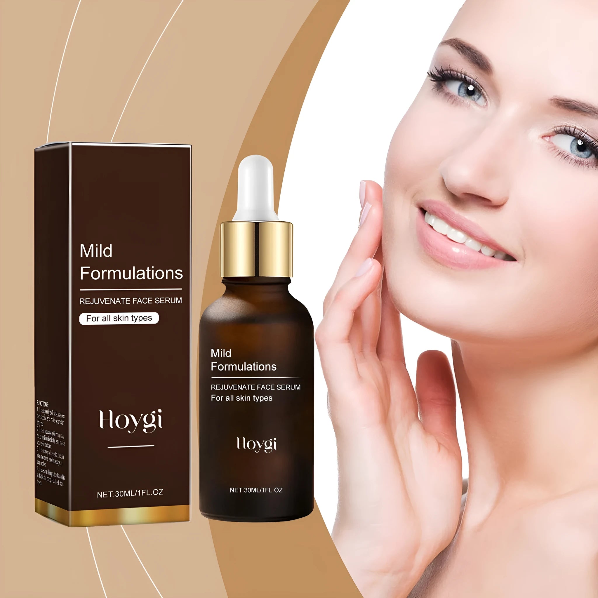 30ml facial skincare essence bottle with collagen, vitamin C and hyaluronic acid