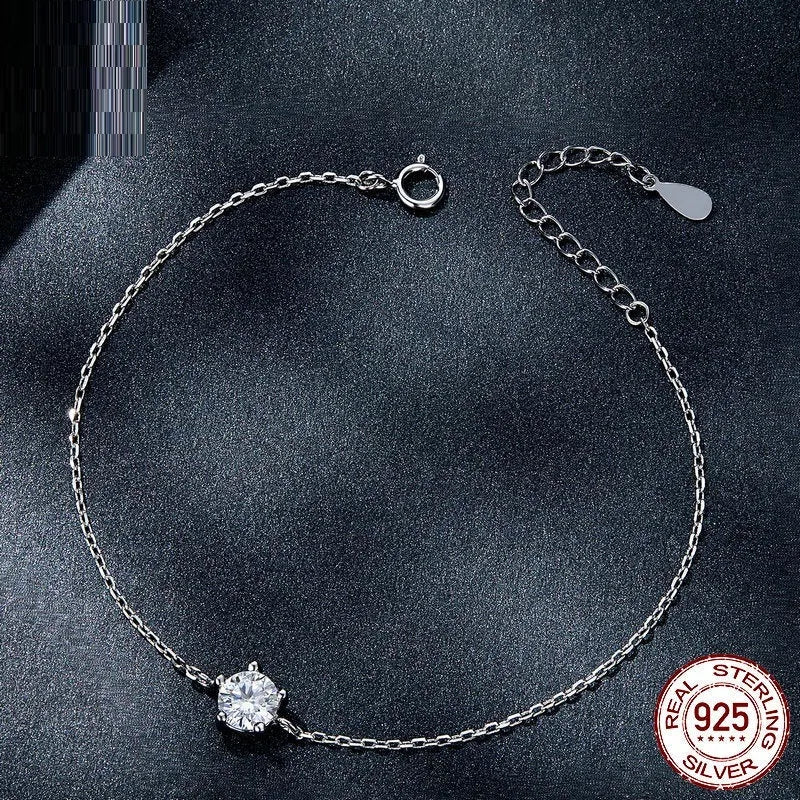 Rhyme S925 silver shining diamond bracelet for women round diamonds electroplated finish large or small size