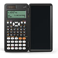 2-in-1 foldable scientific calculator with handwriting tablet in black ABS, showing LCD notepad and calculator keys