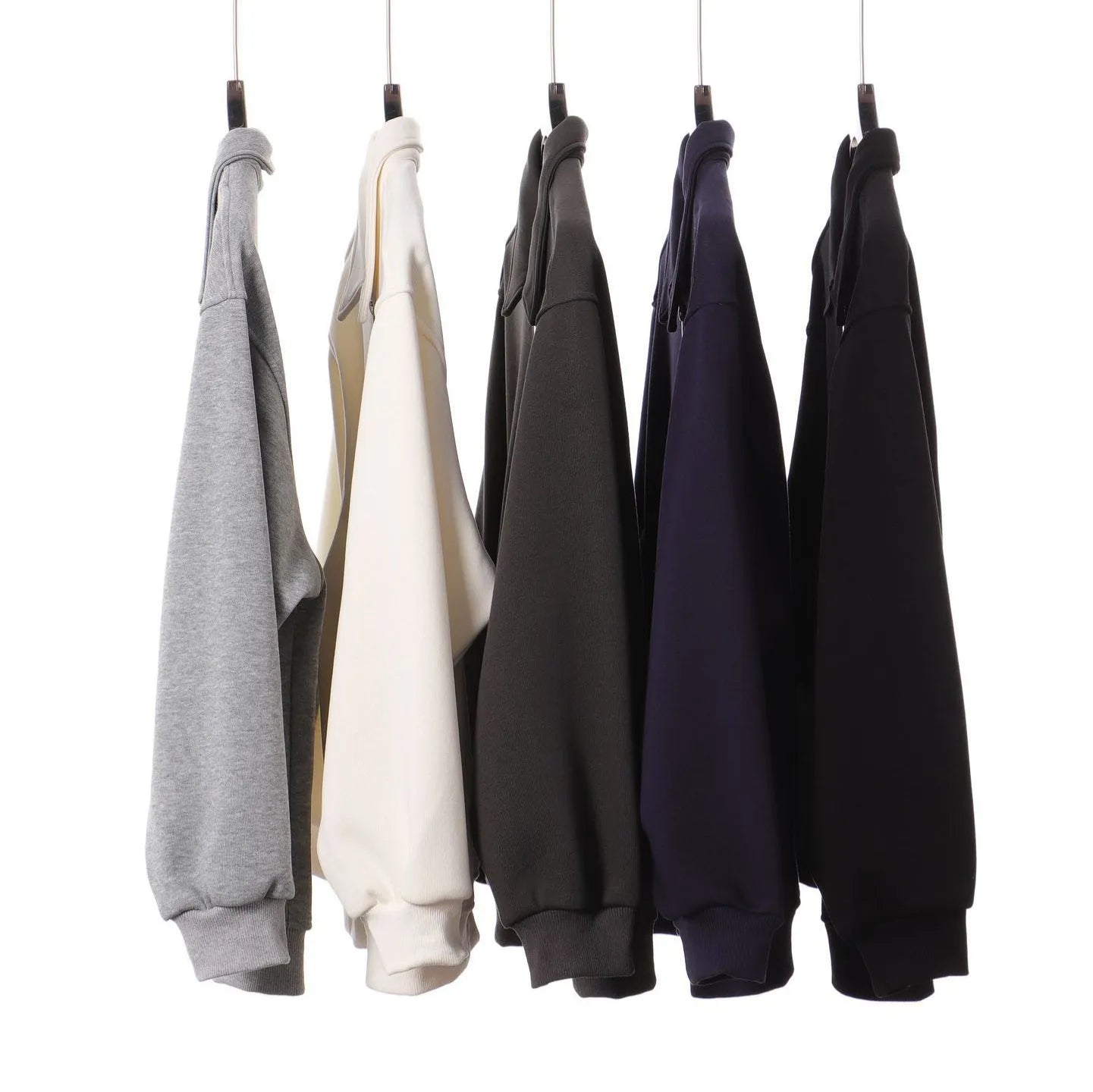 Japanese retro heavyweight 420g silver fox fleece zip-up jacket in solid colour with wool lining for men
