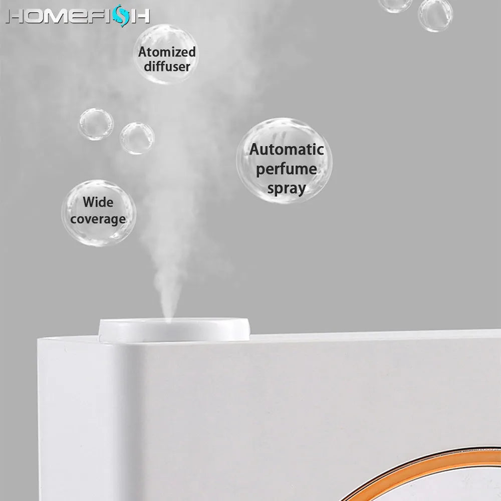 Small white wall-mounted automatic aromatherapy machine with USB port.
