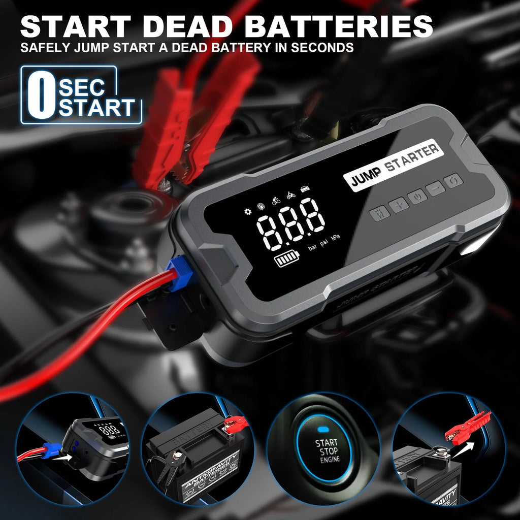 CY53 car jump starter power bank with built-in air compressor for diesel vehicles