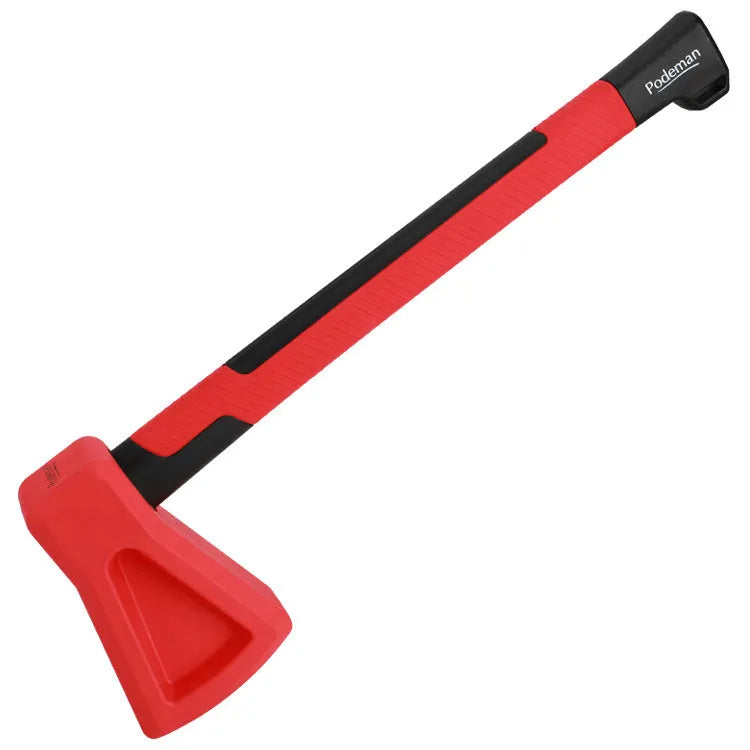 Red plastic home fitness axe muscle trainer on a white background.