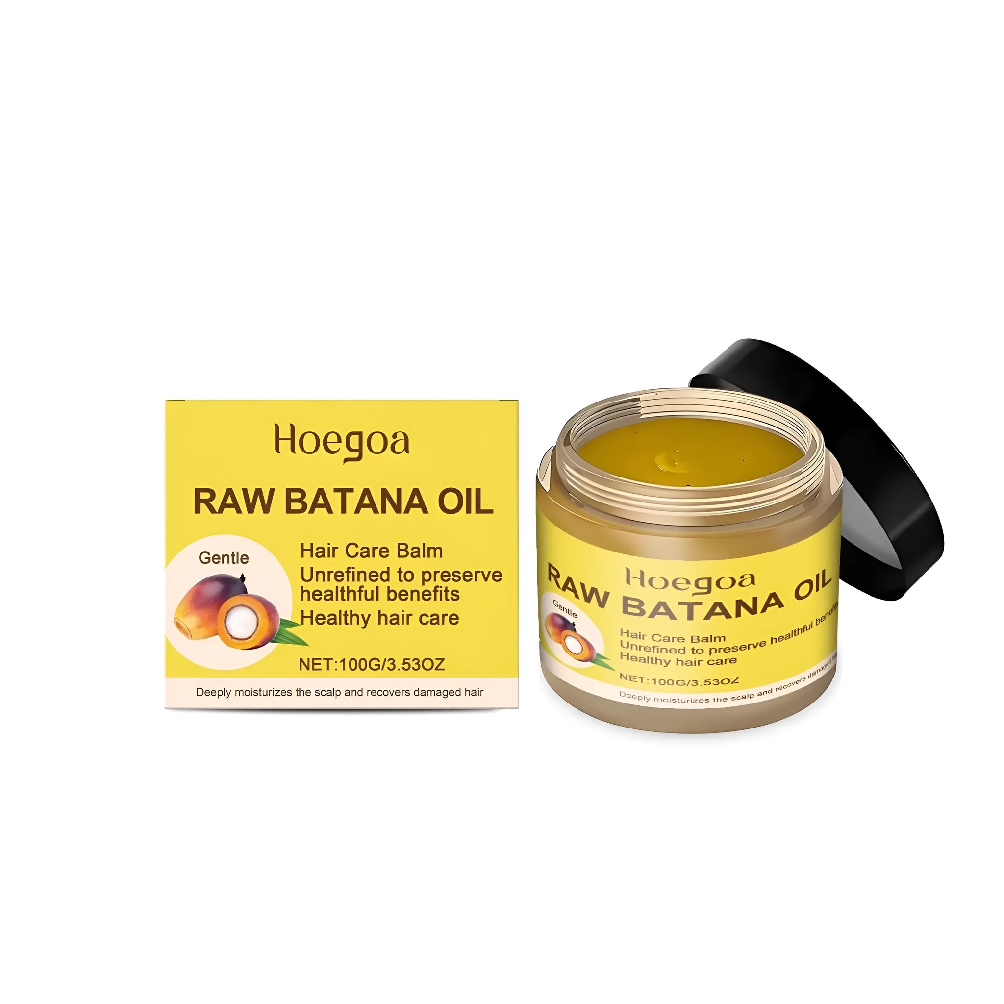 White tub of Batana Hair Growth Cream, 100g, with ginger root oil and Platthana oil.
