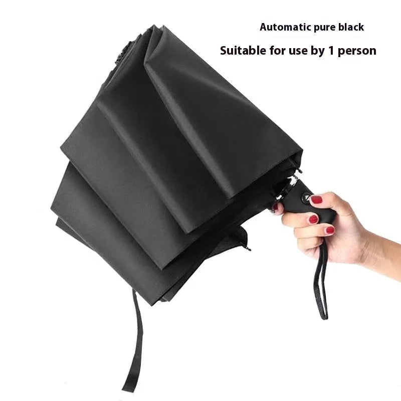 Tri-fold folding umbrella with iron frame and plastic handle in various colour styles