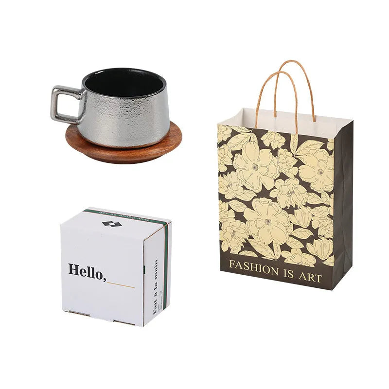 Afternoon tea gift tumbler coffee cup suit with gold-plated gift box packaging