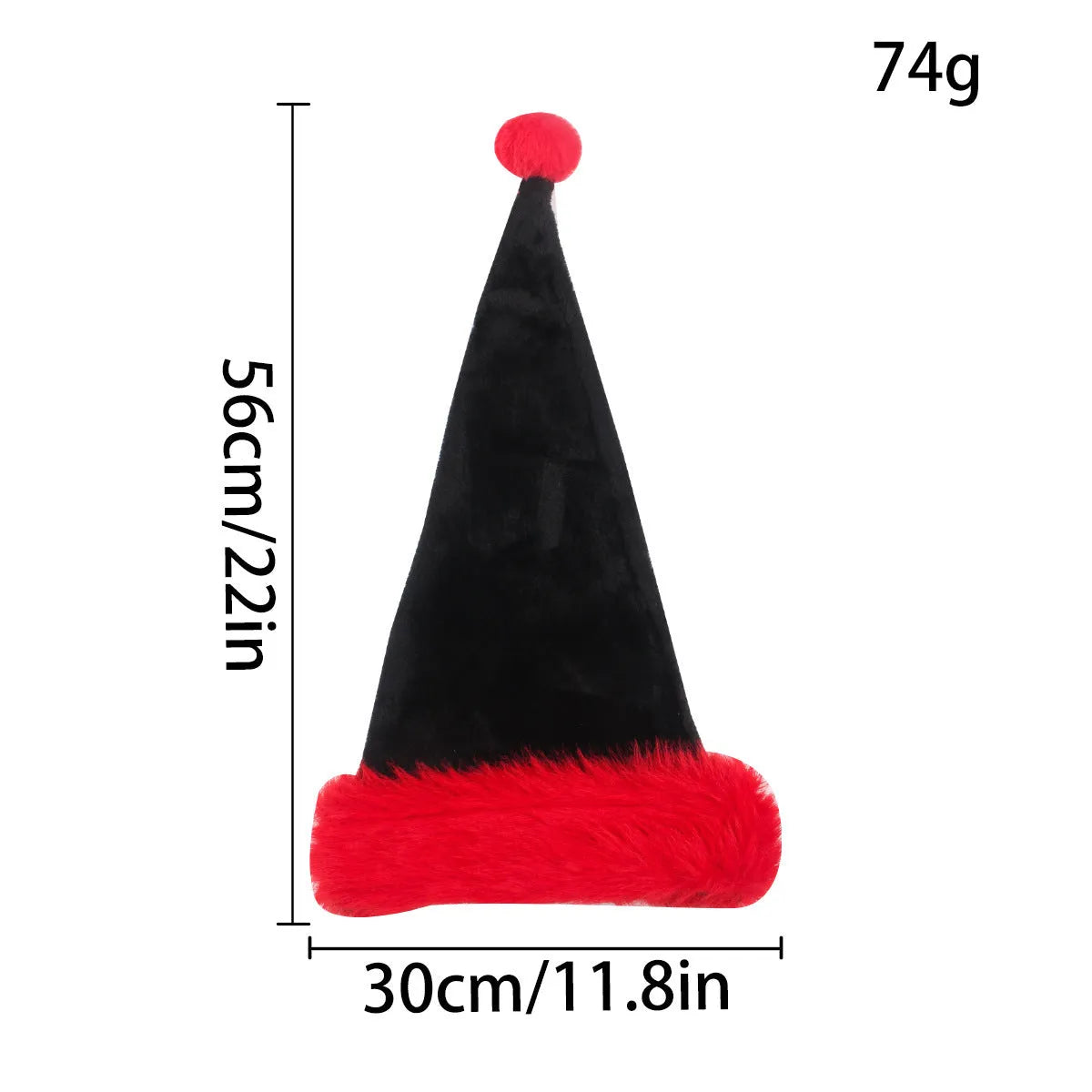 European style plush Christmas Halloween hat in polyester, 56cm by 30cm, in white and black colour