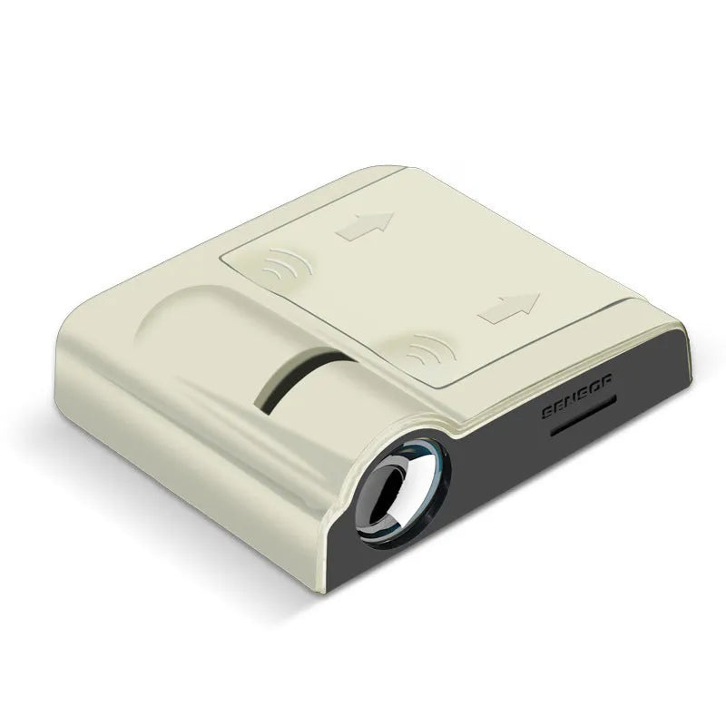 Black or beige battery-powered car decorative projection lamp with ABS plastic shell.