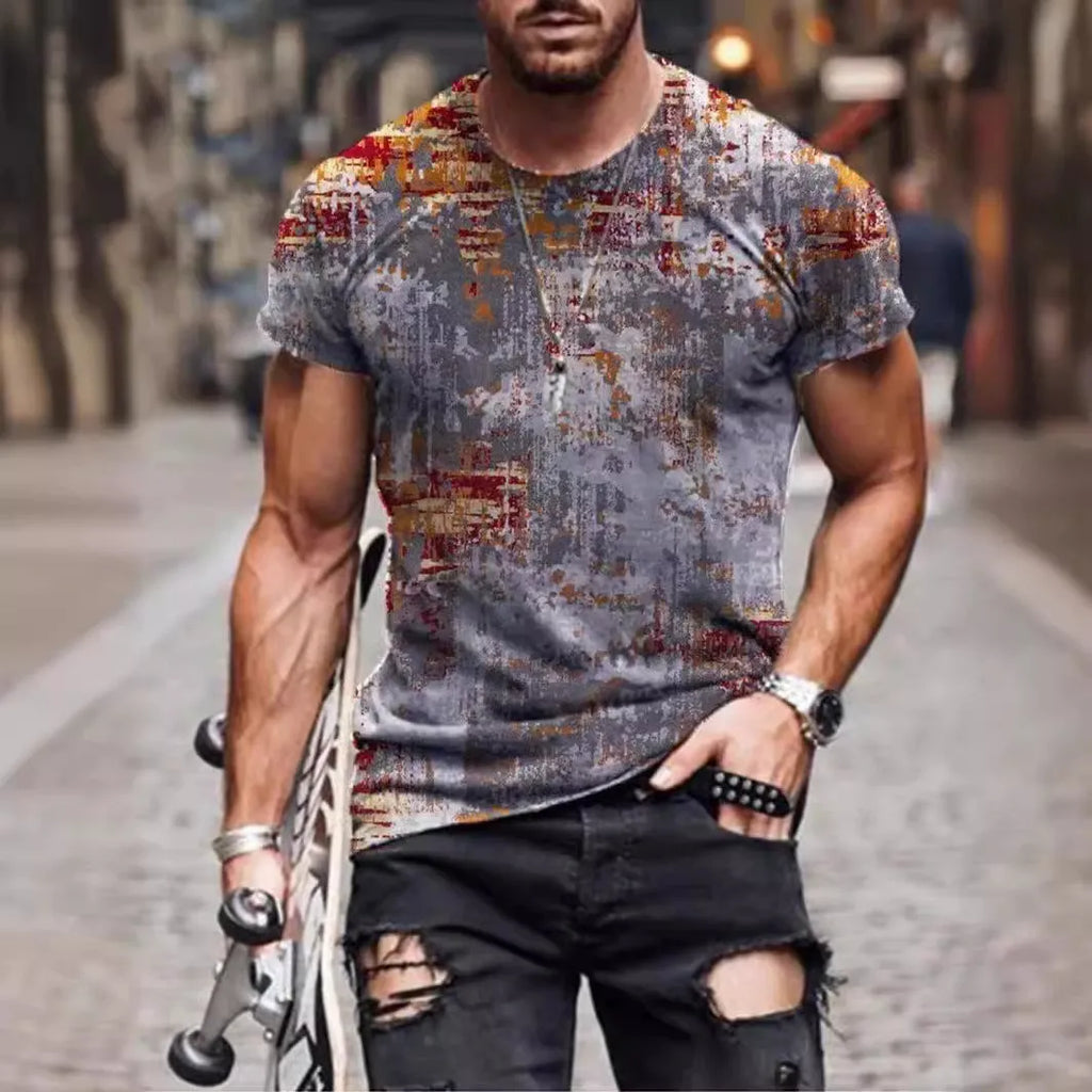 Men's camouflage print short-sleeve T-shirt in a loose fit