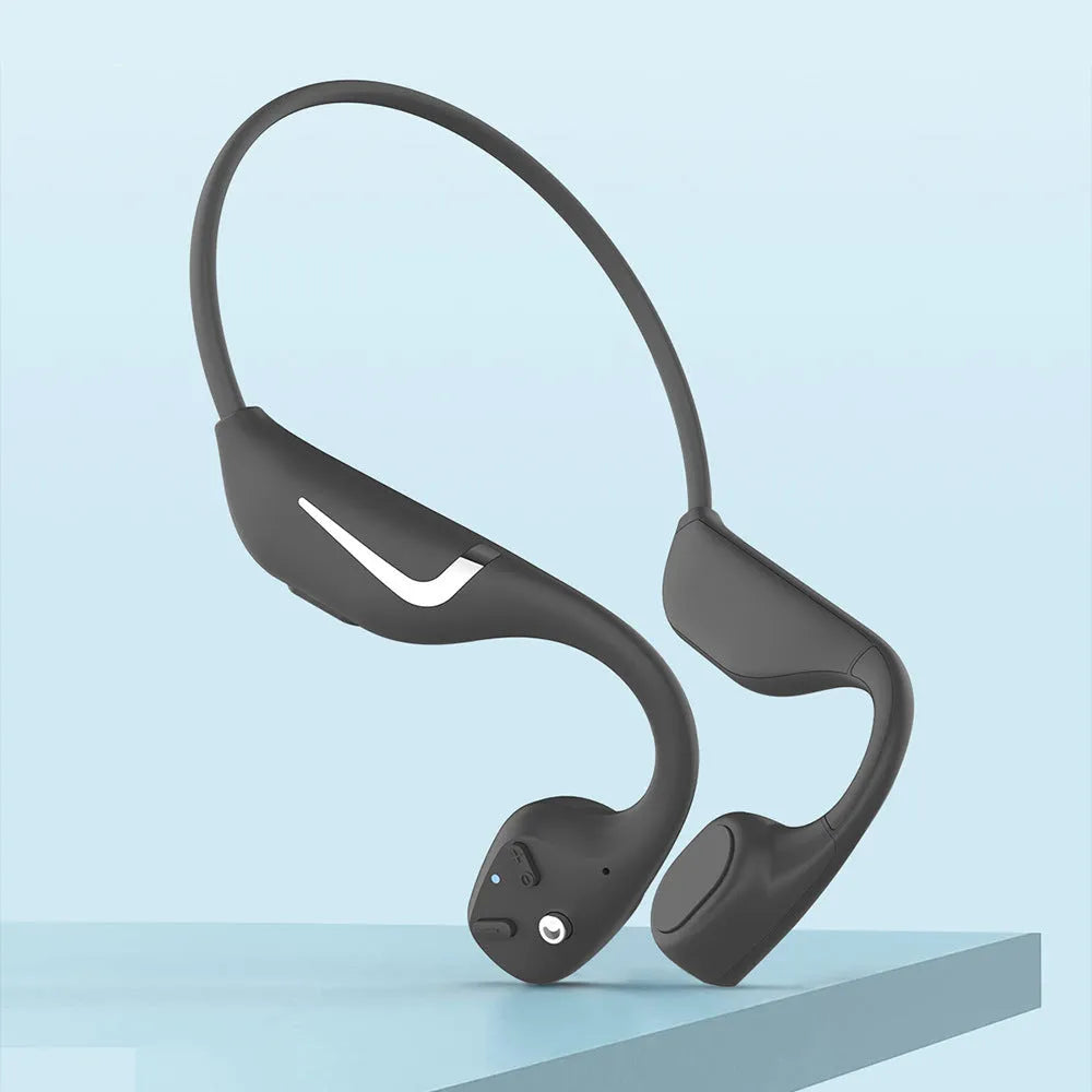 Bone conduction wireless sports headset with RGB lamp, IPX7 waterproof, Bluetooth 5.3, 34g, black or grey orange