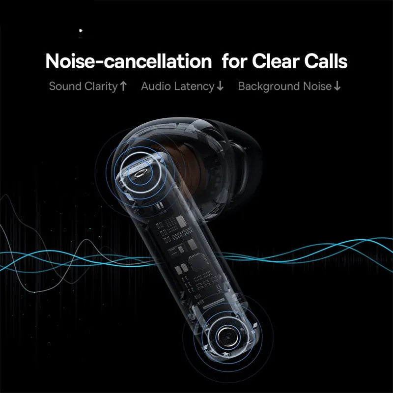 Pearl White and Obsidian Black active noise cancelling wireless earbuds with charging case.