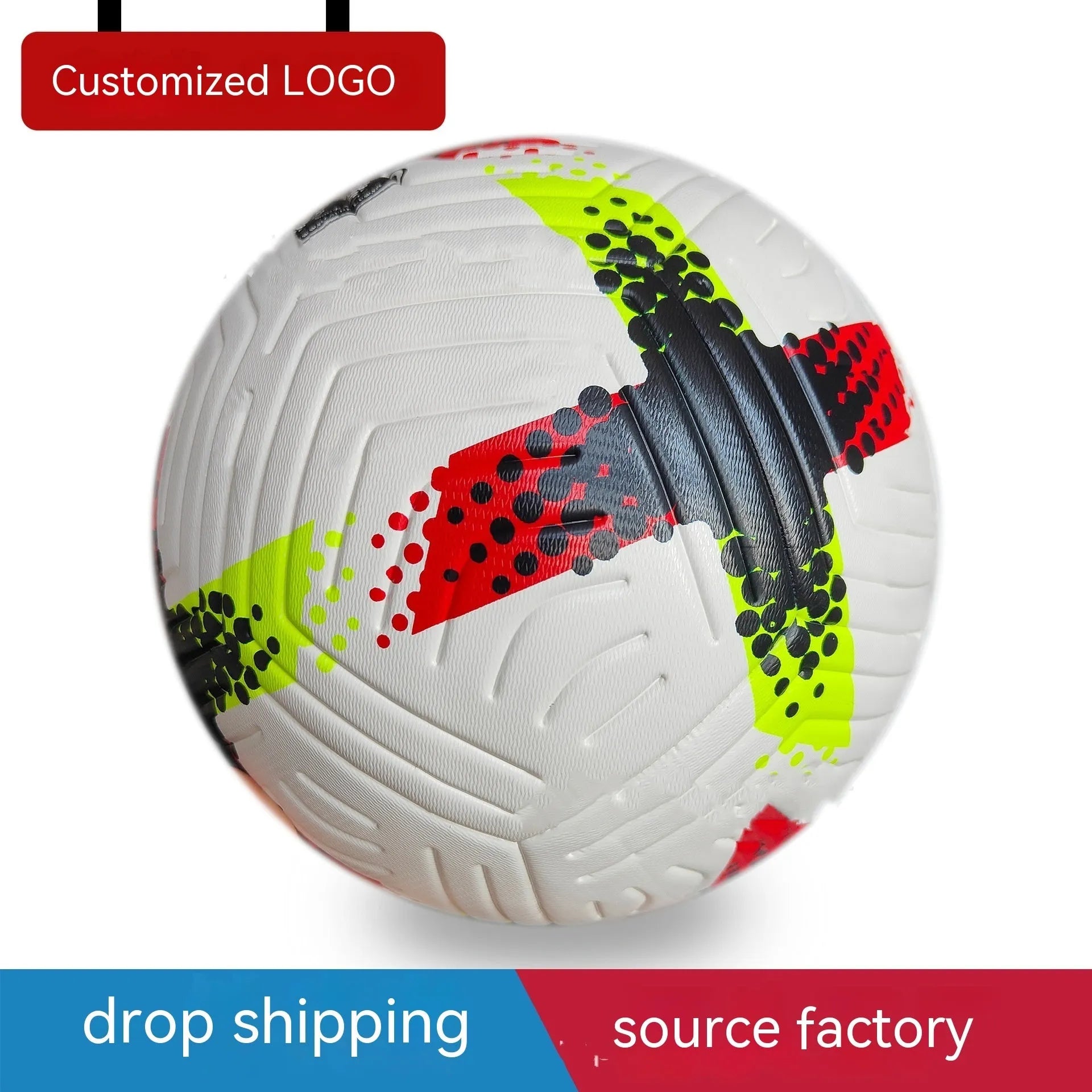 Fluorescent green size 5 football with seamless thermal adhesive patch for training and matches