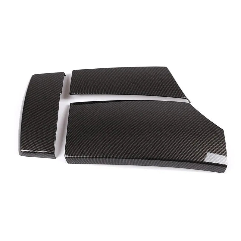 Three ABS carbon fibre pattern armrest box protective covers for car centre console storage